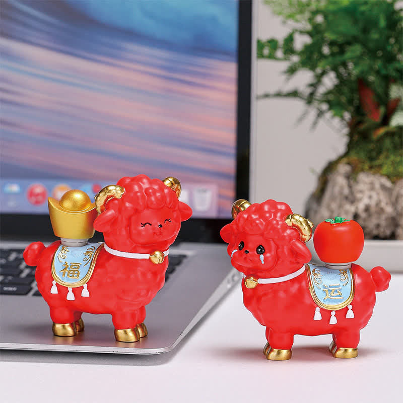 Buddha Stones Resin Lucky Sheep Ingot Gourd Fortune Money Bag Cute Animal Decor - image 11