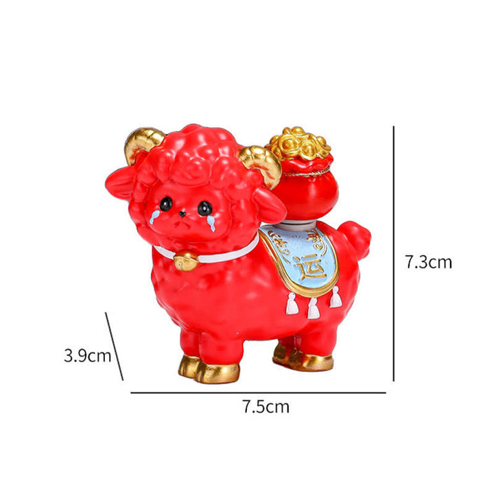 Buddha Stones Resin Lucky Sheep Ingot Gourd Fortune Money Bag Cute Animal Decor - image 8