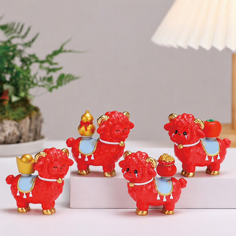 Buddha Stones Resin Lucky Sheep Ingot Gourd Fortune Money Bag Cute Animal Decor - image 9
