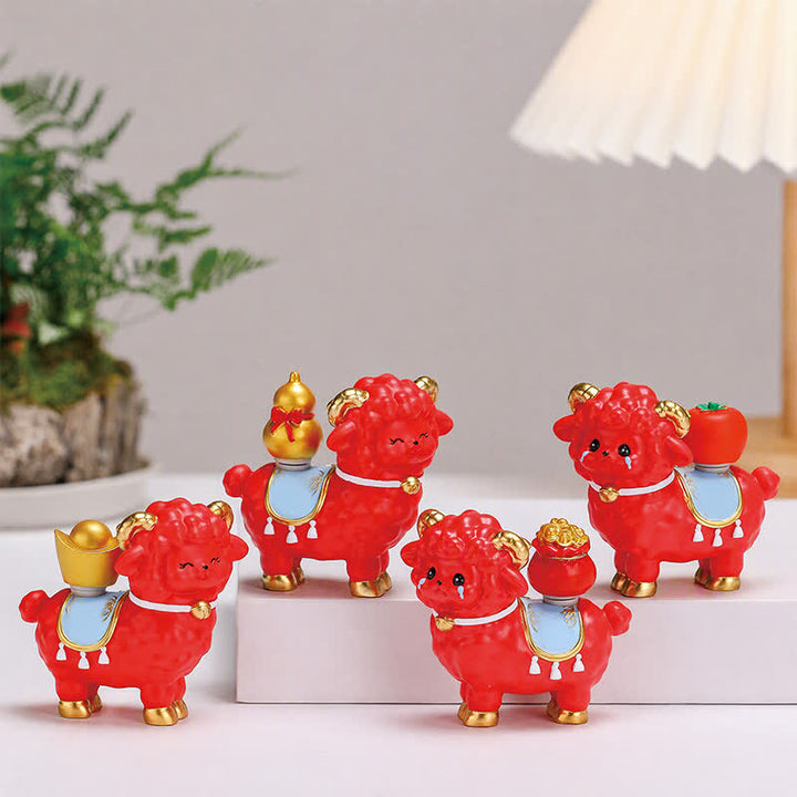Buddha Stones Resin Lucky Sheep Ingot Gourd Fortune Money Bag Cute Animal Decor - image 9