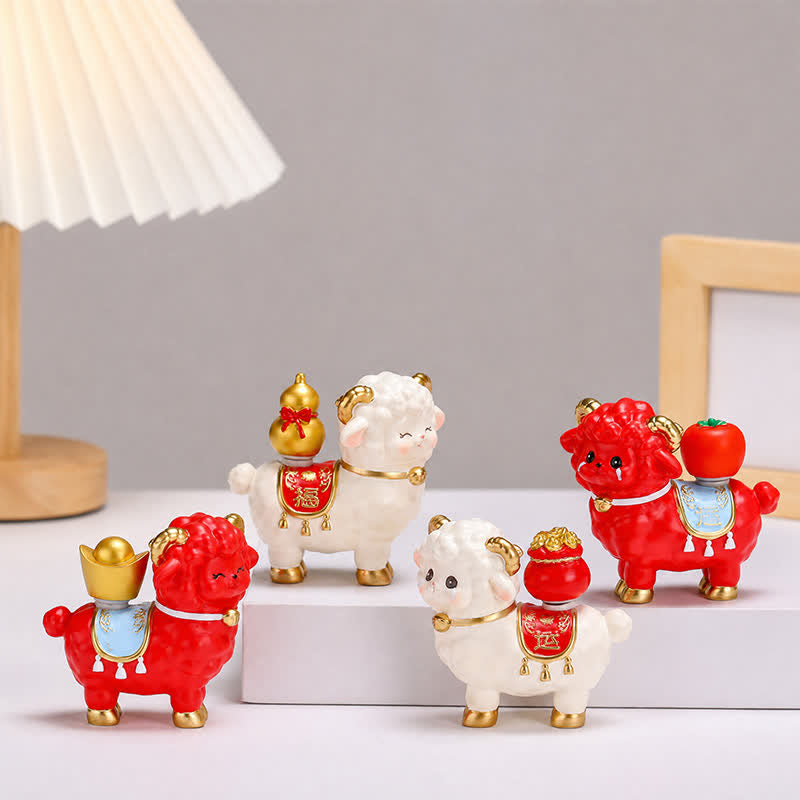 Buddha Stones Resin Lucky Sheep Ingot Gourd Fortune Money Bag Cute Animal Decor - image 21