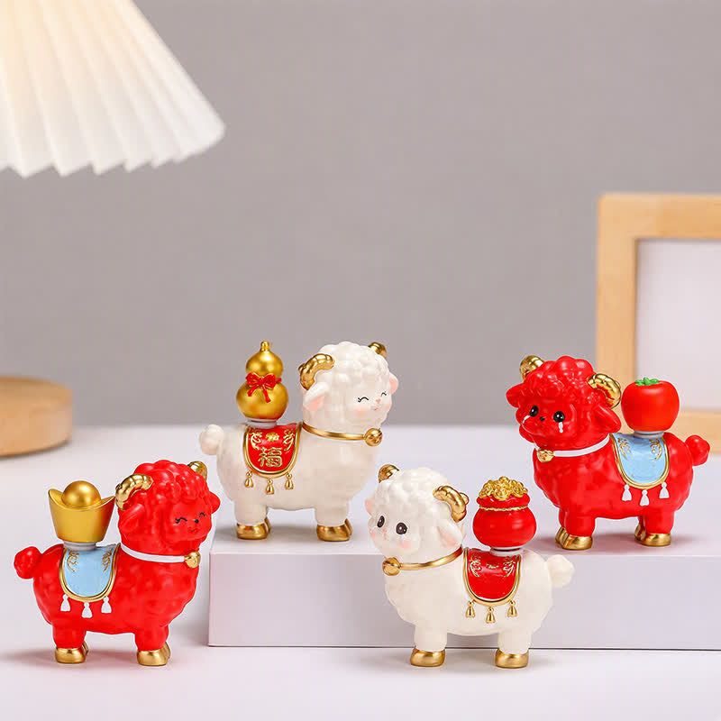 Buddha Stones Resin Lucky Sheep Ingot Gourd Fortune Money Bag Cute Animal Decor - image 20
