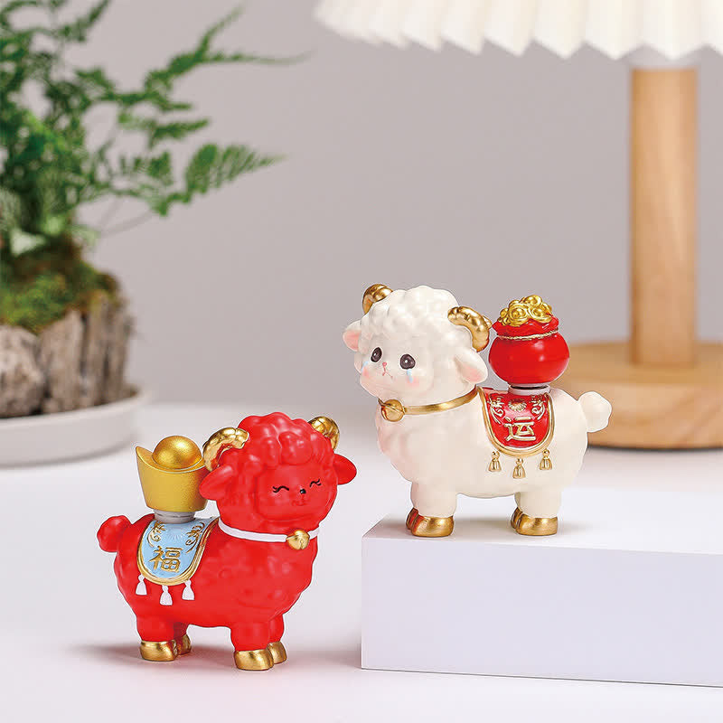 Buddha Stones Resin Lucky Sheep Ingot Gourd Fortune Money Bag Cute Animal Decor - image 17