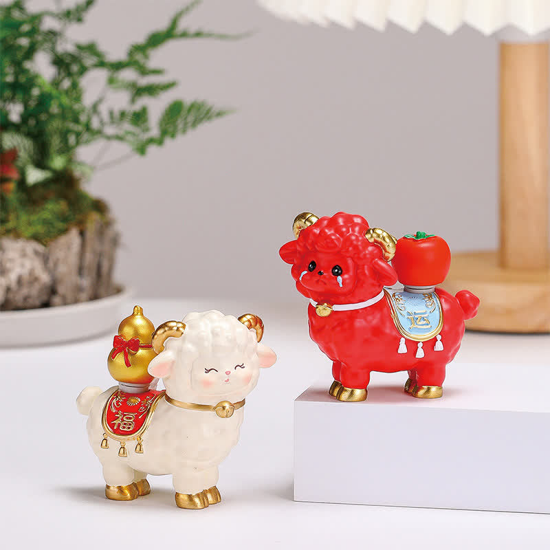 Buddha Stones Resin Lucky Sheep Ingot Gourd Fortune Money Bag Cute Animal Decor - image 22