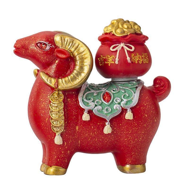 Buddha Stones Resin Zodiac Goat Sheep With Fortune Bag For Luck Cute Animal Decor - image 11