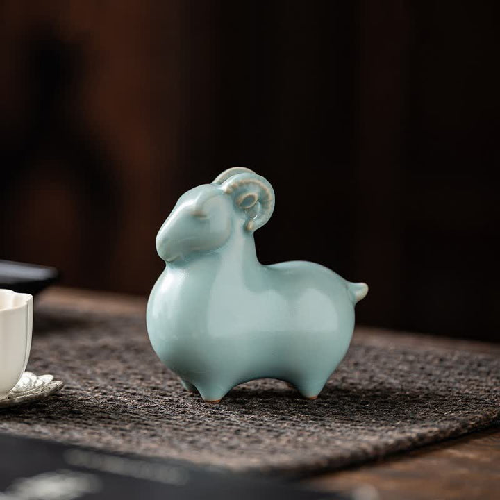 Buddha Stones Ceramic Goat Bring Prosperity Cute Animal Decor - image 3