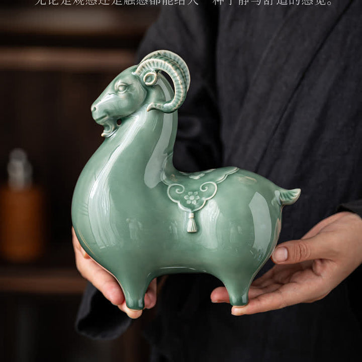 Buddha Stones Ceramic Goat Bring Prosperity Cute Animal Decor - image 15