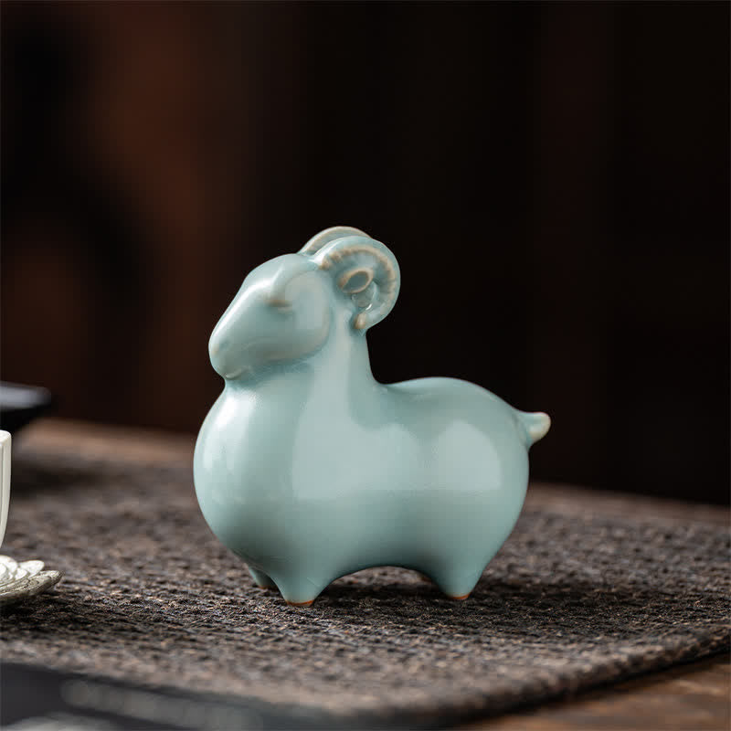 Buddha Stones Ceramic Goat Bring Prosperity Cute Animal Decor - image 2