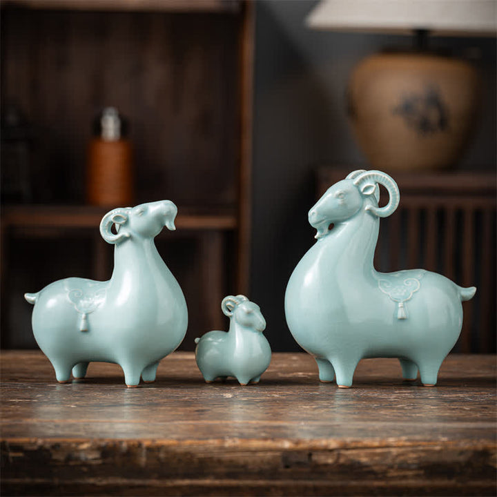 Buddha Stones Ceramic Goat Bring Prosperity Cute Animal Decor - image 12