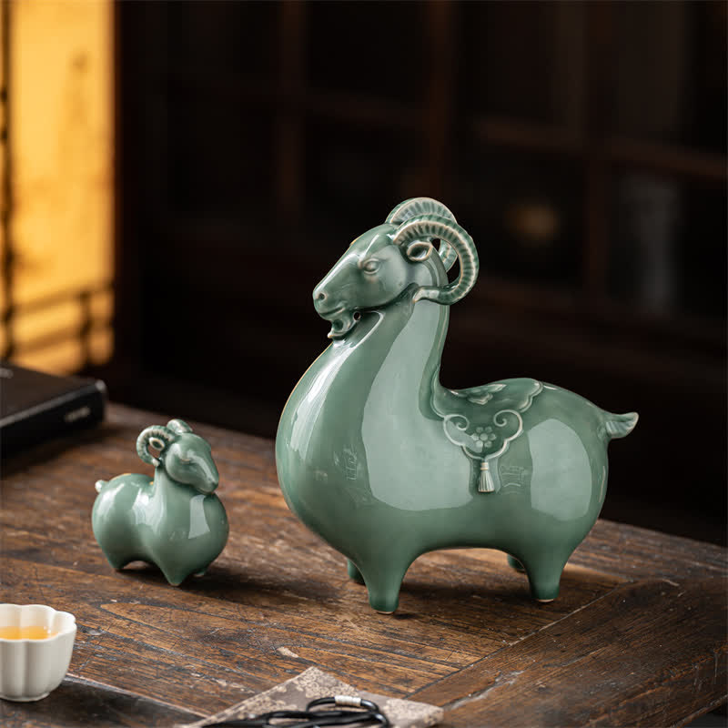 Buddha Stones Ceramic Goat Bring Prosperity Cute Animal Decor - image 22