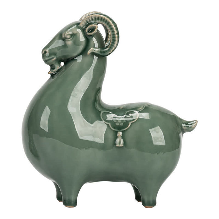 Buddha Stones Ceramic Goat Bring Prosperity Cute Animal Decor - image 18