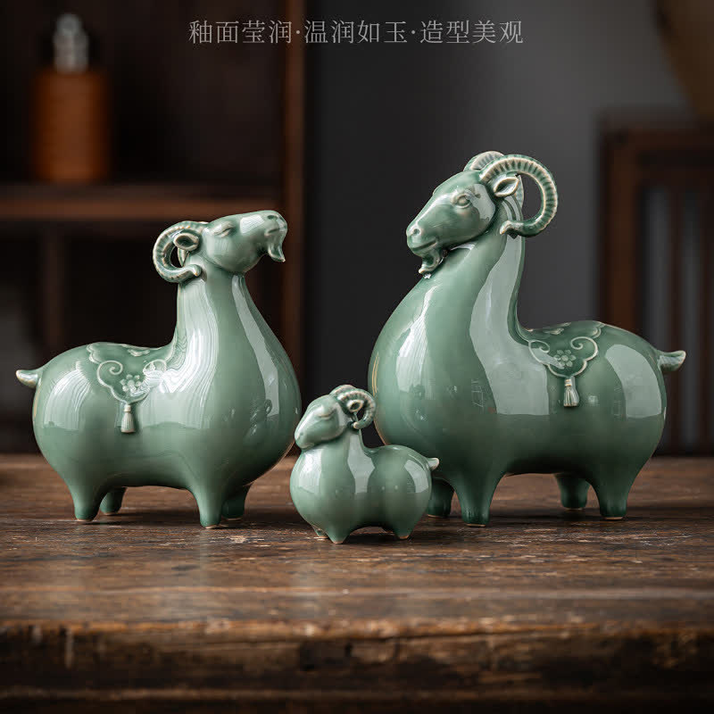 Buddha Stones Ceramic Goat Bring Prosperity Cute Animal Decor - image 27