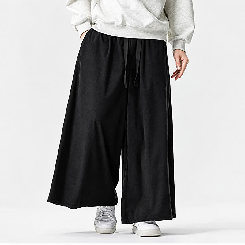Buddha Stones Fall Winter Simple Classic Drawstring Solid Corduroy Ankle Pants Men's Wide Leg Pants With Pockets - image 12