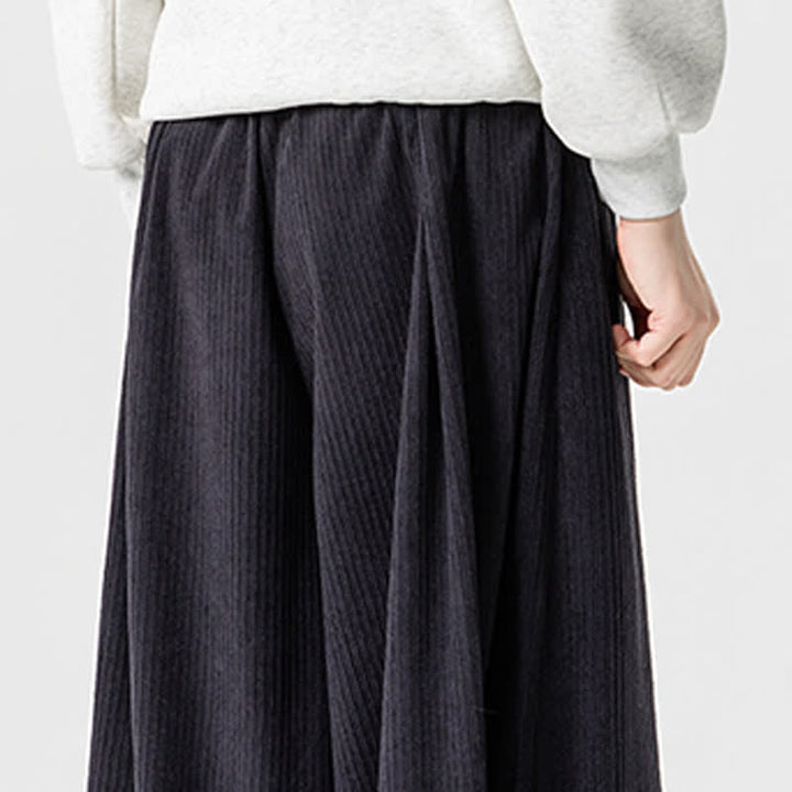 Buddha Stones Fall Winter Simple Classic Drawstring Solid Corduroy Ankle Pants Men's Wide Leg Pants With Pockets - image 16