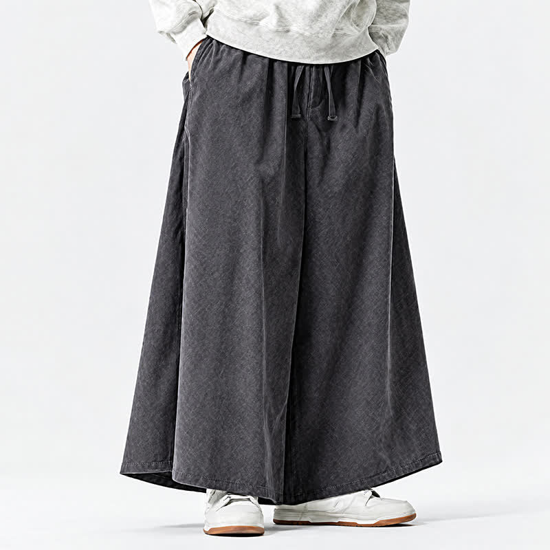 Buddha Stones Fall Winter Simple Classic Drawstring Solid Corduroy Ankle Pants Men's Wide Leg Pants With Pockets - image 26