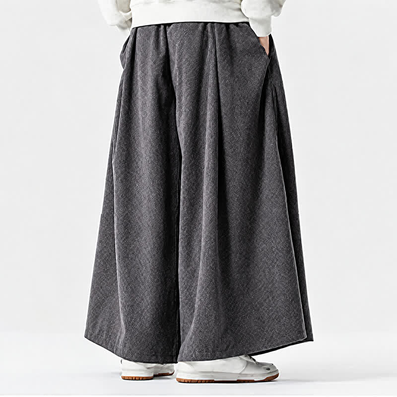 Buddha Stones Fall Winter Simple Classic Drawstring Solid Corduroy Ankle Pants Men's Wide Leg Pants With Pockets - image 29