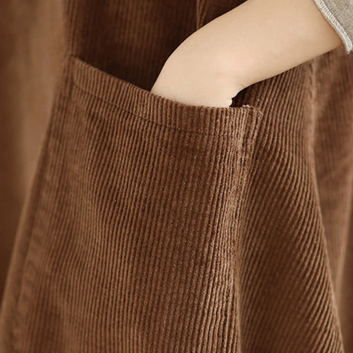 Buddha Stones Fall Winter Vintage Plain Solid Scoop Neck Women's Winter Sleeveless Dress With Pockets - image 7