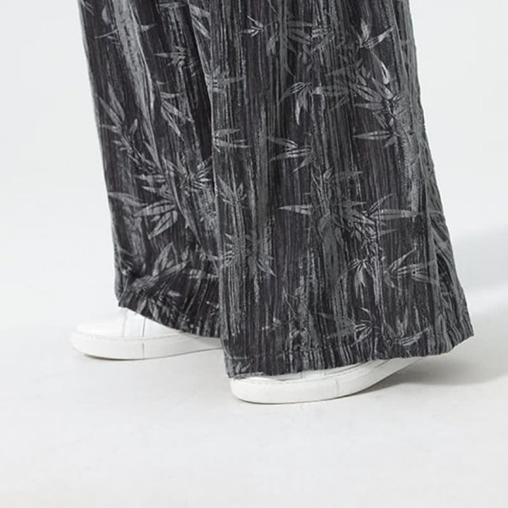 Buddha Stones Fall Winter Casual Boho Drawstring Abstract Bamboo Long Pants Men's Straight Leg Pants With Pockets - image 9