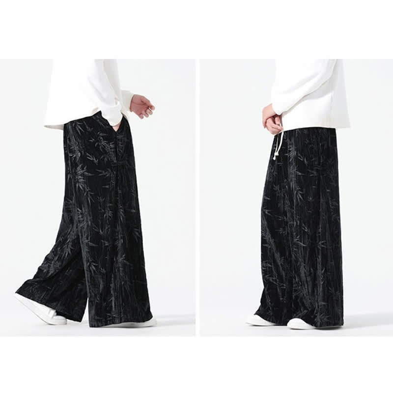 Buddha Stones Fall Winter Casual Boho Drawstring Abstract Bamboo Long Pants Men's Straight Leg Pants With Pockets - image 14