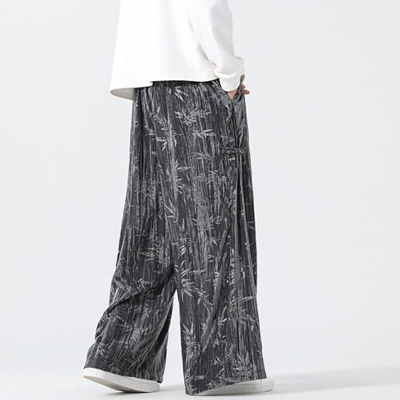 Buddha Stones Fall Winter Casual Boho Drawstring Abstract Bamboo Long Pants Men's Straight Leg Pants With Pockets - image 1