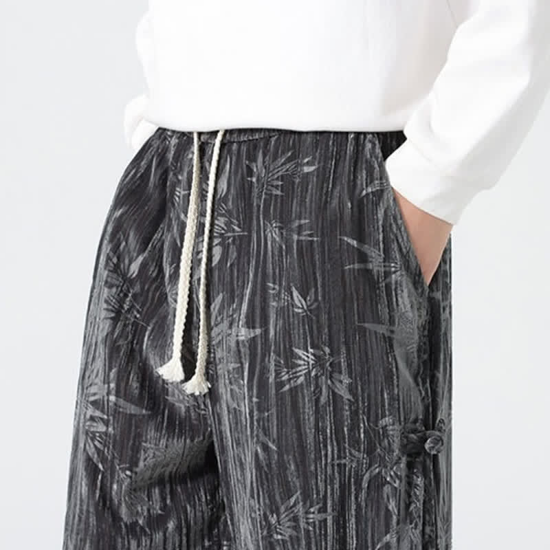 Buddha Stones Fall Winter Casual Boho Drawstring Abstract Bamboo Long Pants Men's Straight Leg Pants With Pockets - image 7