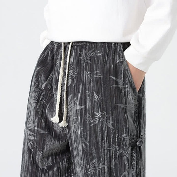 Buddha Stones Fall Winter Casual Boho Drawstring Abstract Bamboo Long Pants Men's Straight Leg Pants With Pockets - image 7