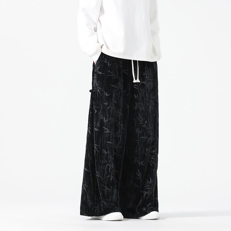 Buddha Stones Fall Winter Casual Boho Drawstring Abstract Bamboo Long Pants Men's Straight Leg Pants With Pockets - image 11