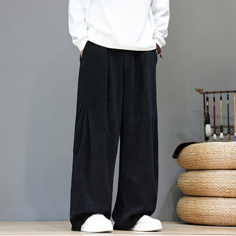 Buddha Stones Fall Winter Casual Boho Drawstring Solid Long Pants Corduroy Men's Harem Pants With Pockets - image 18