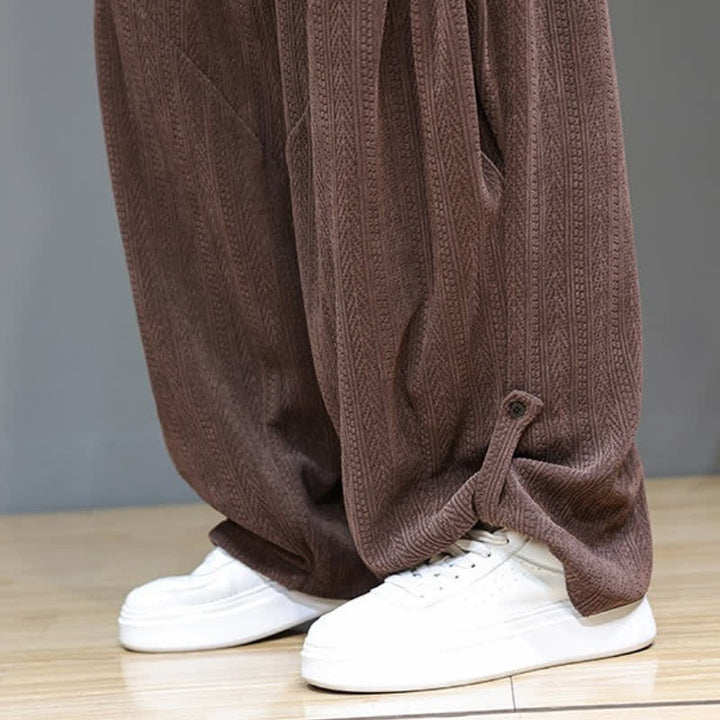 Buddha Stones Fall Winter Casual Boho Drawstring Solid Long Pants Corduroy Men's Harem Pants With Pockets - image 12