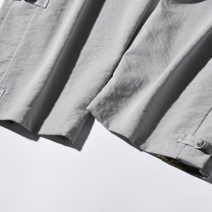 Buddha Stones Spring Summer Casual Tang Style Crane Side Slit Long Pants Men's Straight Leg Pants With Pockets - image 32