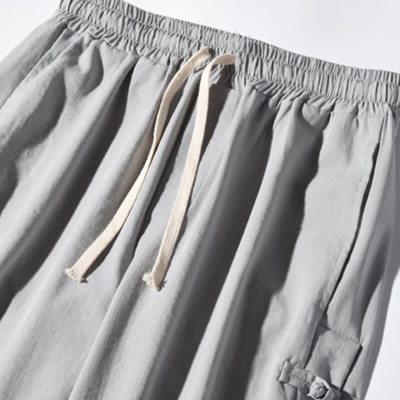 Buddha Stones Spring Summer Casual Tang Style Crane Side Slit Long Pants Men's Straight Leg Pants With Pockets - image 26