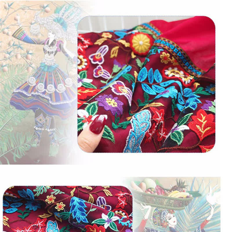 Buddha Stones Spring Fall Boho Embroidered Floral Tassel Thin Women's Shawl - image 8