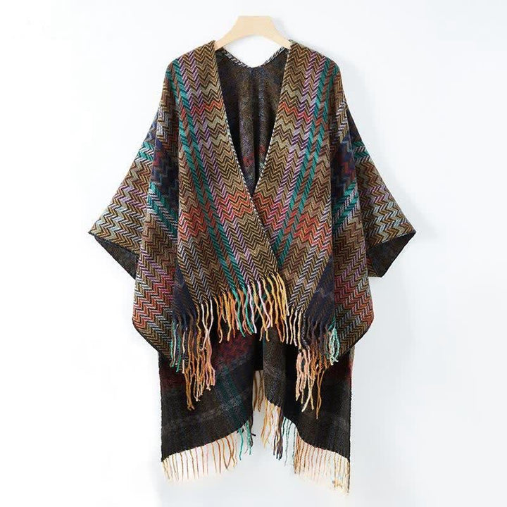 Buddha Stones Fall Winter Boho Wavy Stripes Tassel Style Women's Shawl - image 4
