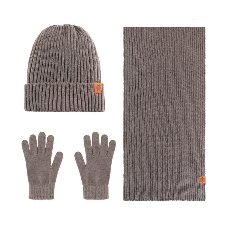 Buddha Stones 3Pcs Winter Ribbed Knit Matching Gift Set Men's Scarf Hat Gloves - 3Pcs Ribbed Brown - image 12
