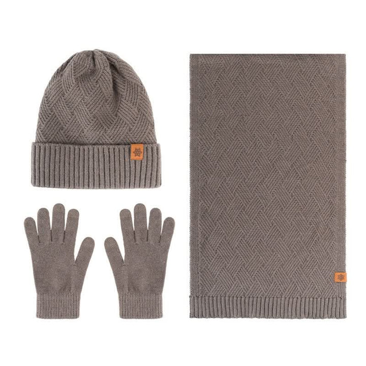 Buddha Stones 3Pcs Winter Ribbed Knit Matching Gift Set Men's Scarf Hat Gloves - 3Pcs Rhombus Brown - image 17