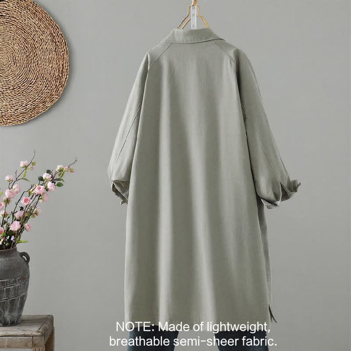 Buddha Stones Spring Fall Casual Minimalist Button-Up Solid Thin Women's Jacket With Pocket - image 1