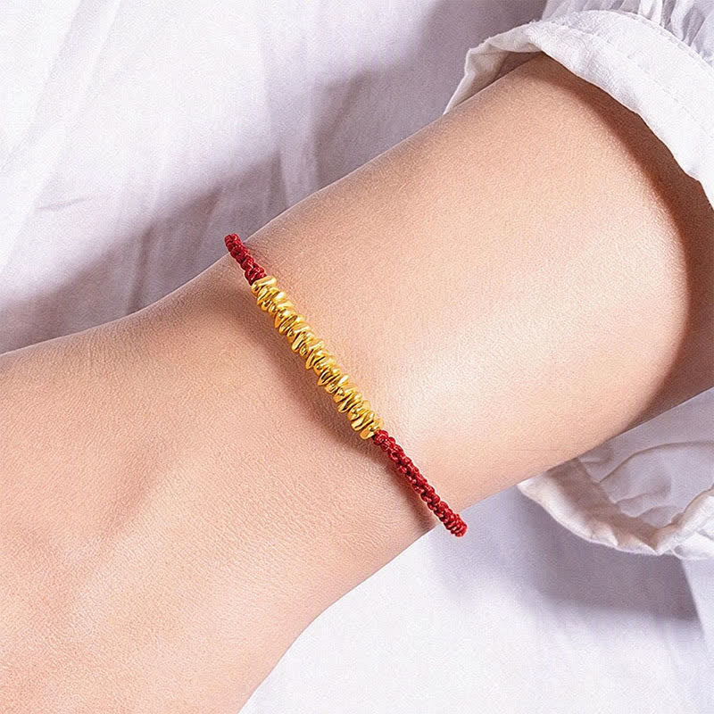 Buddha Stones 999 Gold Small Gold Pieces Design Handmade Protection Braided Rope Bracelet - image 11