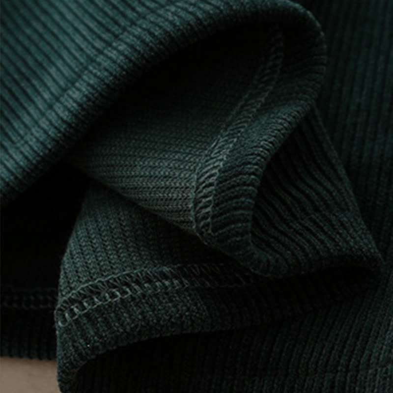 Buddha Stones Fall Winter Casual Tang Style Quarter Zip Solid Corduroy Women's Long Sleeve Dress With Pockets - image 9