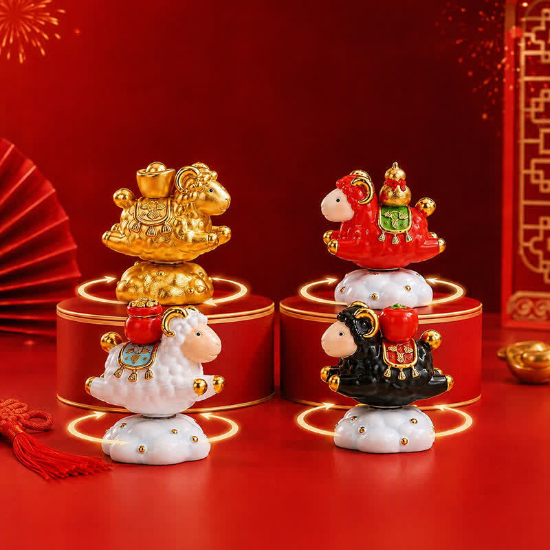 Buddha Stones Resin Rotating Prosperity Chinese Zodiac Goat Sheep Desk Ornament Cute Animal Decor - image 23