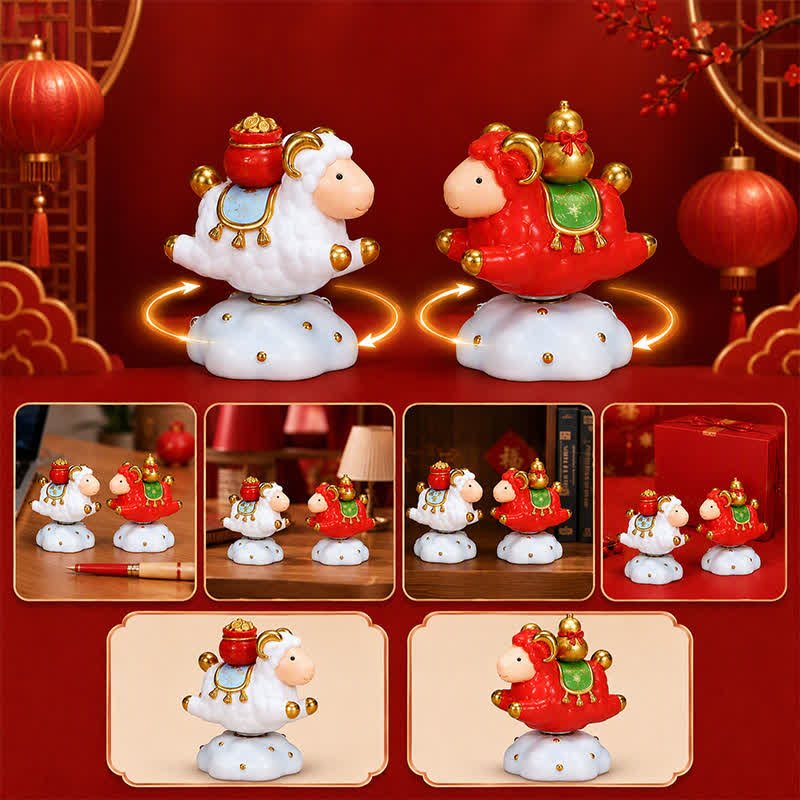 Buddha Stones Resin Rotating Prosperity Chinese Zodiac Goat Sheep Desk Ornament Cute Animal Decor - image 27