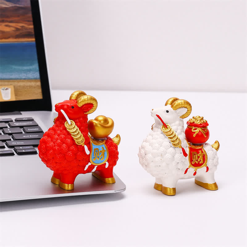 Buddha Stones Resin Prosperity Goat Sheep Fortune Bag Ingot Gourd Persimmon Desktop Ornament Cute Animal Decor - image 21