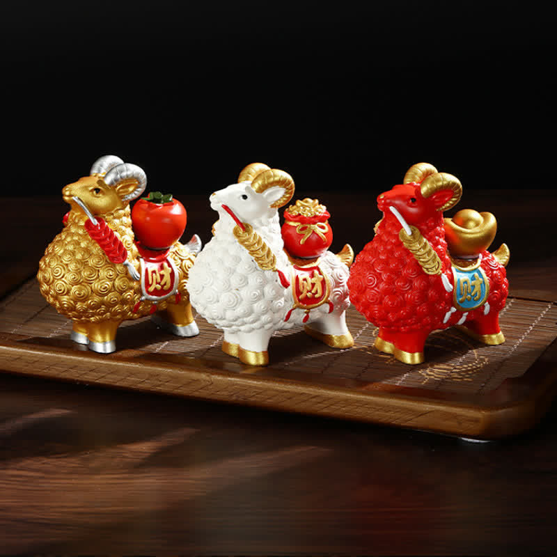 Buddha Stones Resin Prosperity Goat Sheep Fortune Bag Ingot Gourd Persimmon Desktop Ornament Cute Animal Decor - image 17