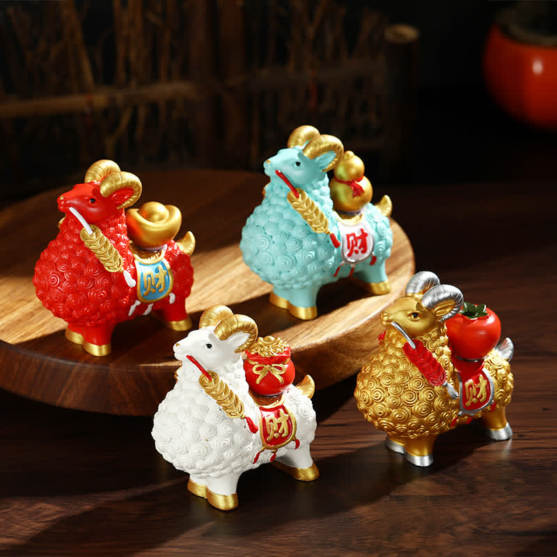 Buddha Stones Resin Prosperity Goat Sheep Fortune Bag Ingot Gourd Persimmon Desktop Ornament Cute Animal Decor - image 14