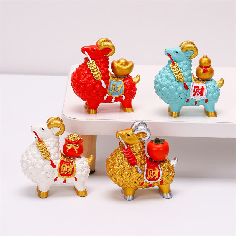 Buddha Stones Resin Prosperity Goat Sheep Fortune Bag Ingot Gourd Persimmon Desktop Ornament Cute Animal Decor - image 12