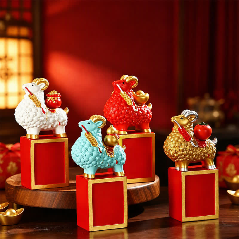 Buddha Stones Resin Prosperity Goat Sheep Fortune Bag Ingot Gourd Persimmon Desktop Ornament Cute Animal Decor - image 16