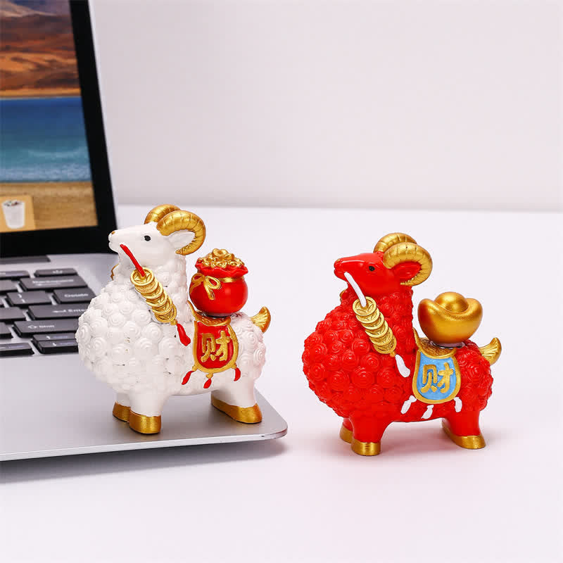 Buddha Stones Resin Prosperity Goat Sheep Fortune Bag Ingot Gourd Persimmon Desktop Ornament Cute Animal Decor - image 22