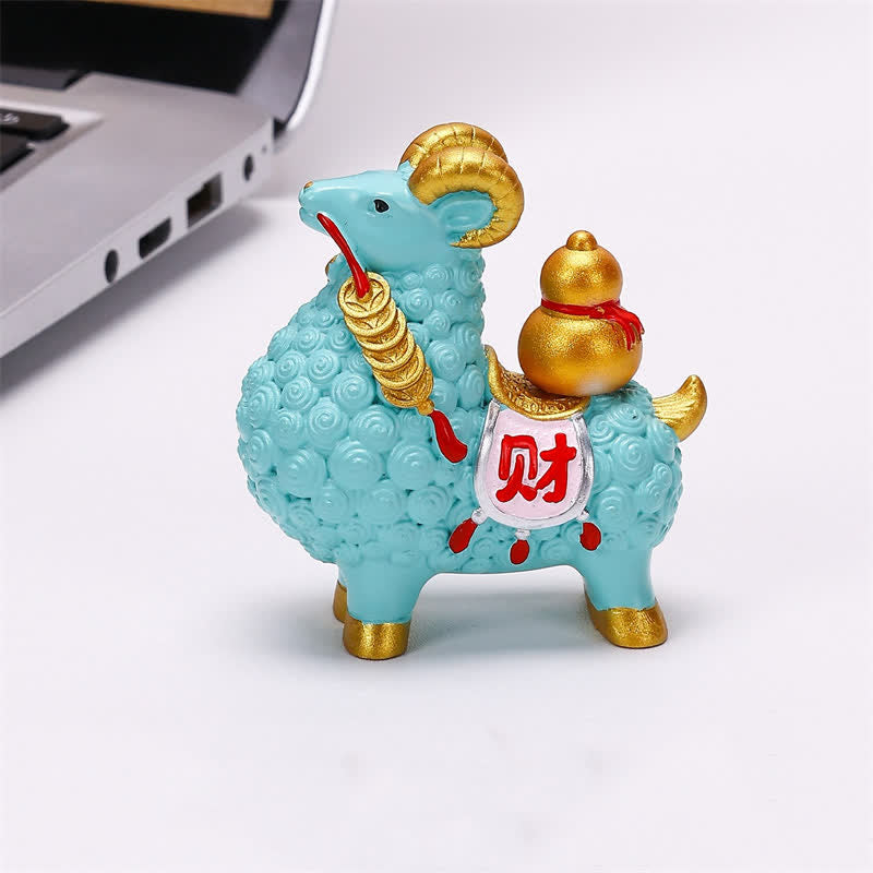 Buddha Stones Resin Prosperity Goat Sheep Fortune Bag Ingot Gourd Persimmon Desktop Ornament Cute Animal Decor - image 7