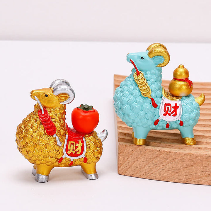 Buddha Stones Resin Prosperity Goat Sheep Fortune Bag Ingot Gourd Persimmon Desktop Ornament Cute Animal Decor - image 19