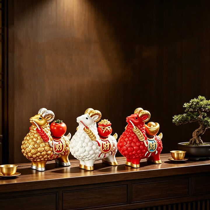 Buddha Stones Resin Prosperity Goat Sheep Fortune Bag Ingot Gourd Persimmon Desktop Ornament Cute Animal Decor - image 18