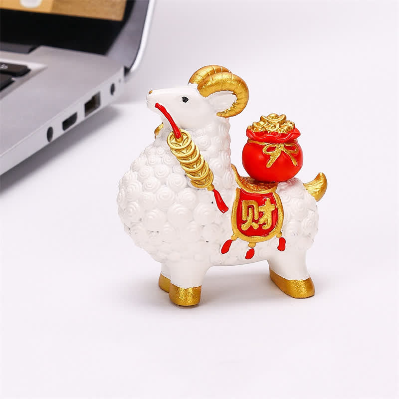 Buddha Stones Resin Prosperity Goat Sheep Fortune Bag Ingot Gourd Persimmon Desktop Ornament Cute Animal Decor - image 9